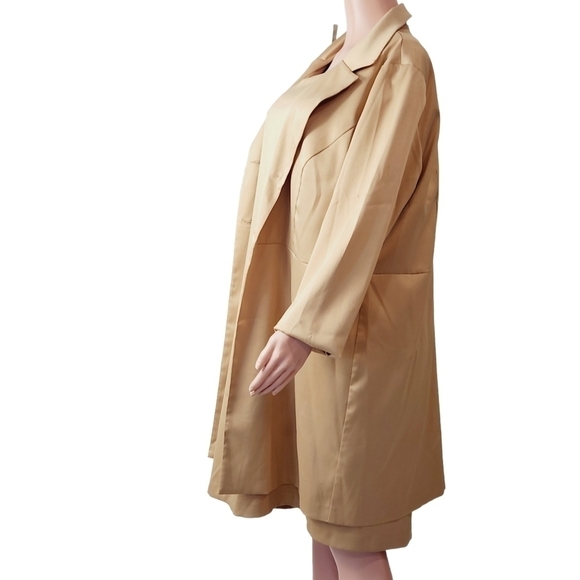 WORTHINGTON Creamy Light Gold 2 Piece Dress & Long Blazer / Coat Set Size: 18 - Picture 12 of 16